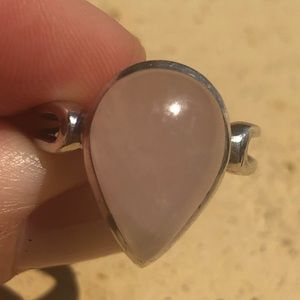 Rose quartz and silver ring